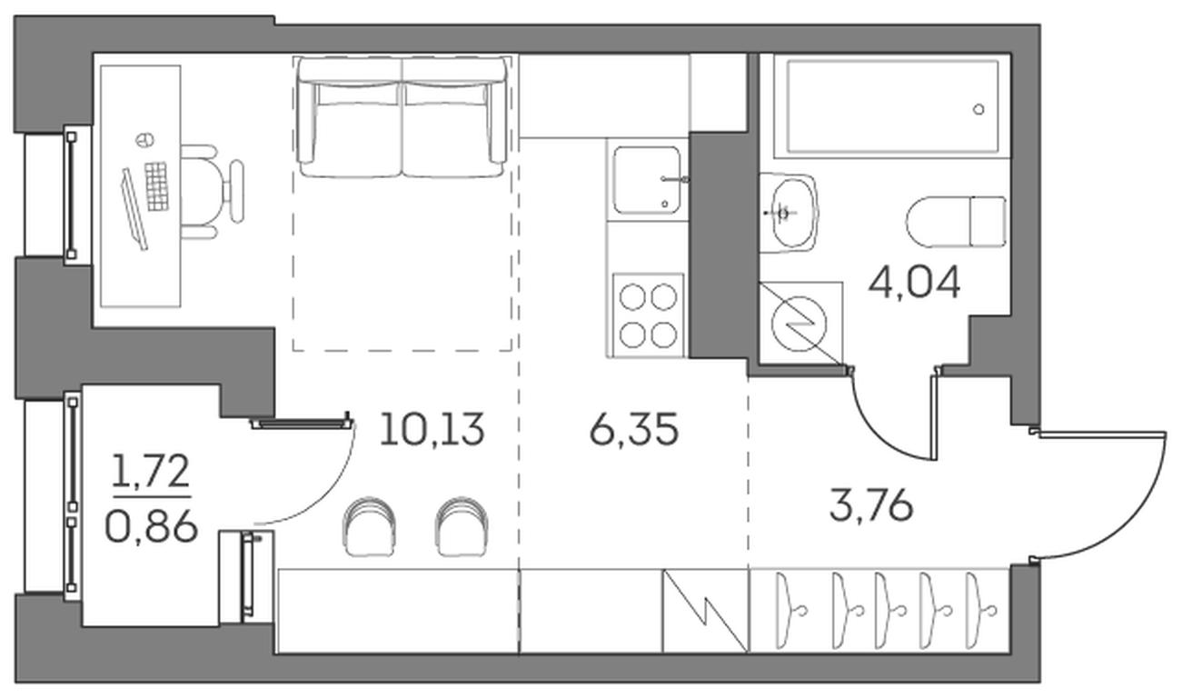 Apartment Sale, 25.14平方米 at Akvilon Beside 2 0, Ryazansky Avenue, Moscow, Russia #1