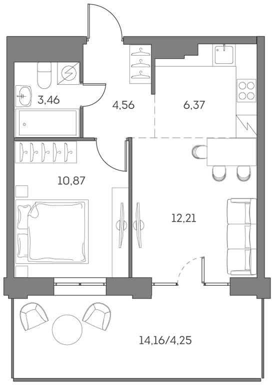 Apartment Sale, 41.72平方米 at Akvilon Beside 2 0, Ryazansky Avenue, Moscow, Russia #2