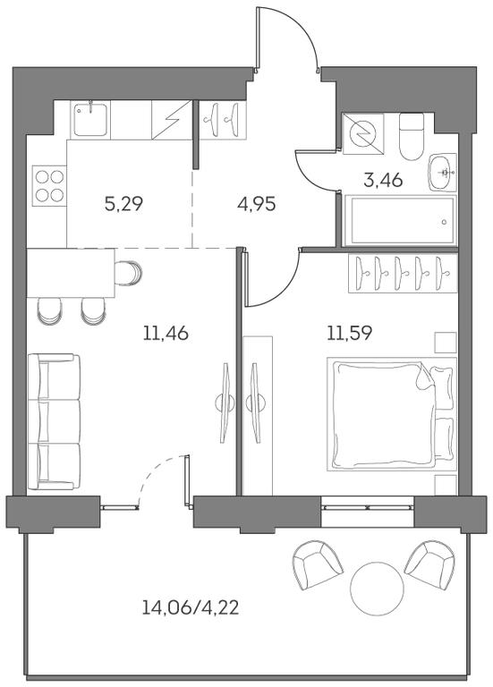 Apartment Sale, 40.97平方米 at Akvilon Beside 2 0, Ryazansky Avenue, Moscow, Russia #1
