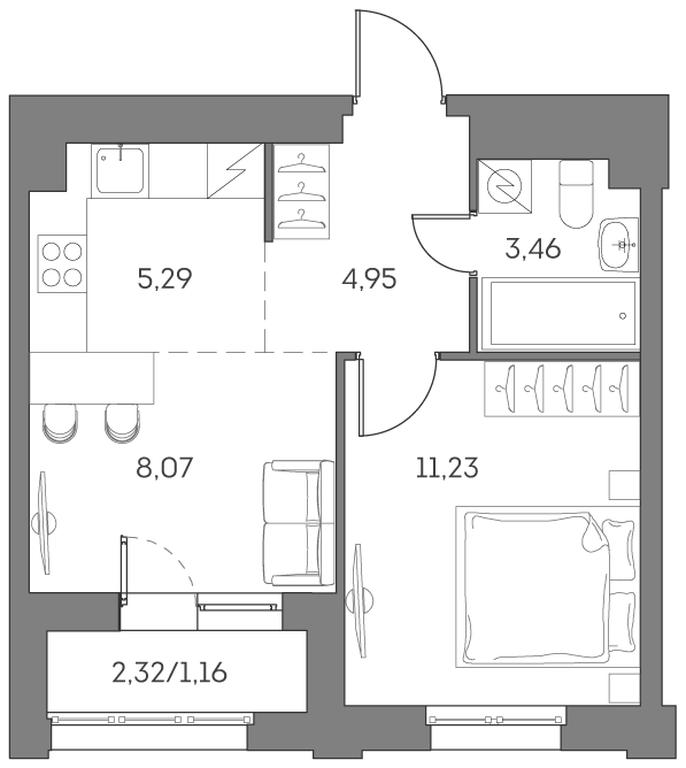 Apartment Sale, 34.16 sq. m. at Akvilon Beside 2 0, Ryazansky Avenue, Moscow, Russia #2 Apartment Sale, 34.16 sq. m. at Akvilon Beside 2 0, Ryazansky Avenue, Moscow, Russia #2