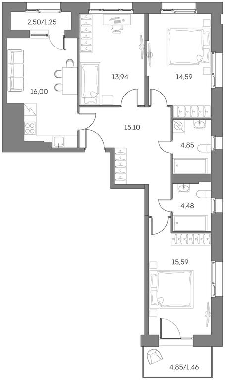 Apartment Sale, 87.26平方米 at Akvilon Beside 2 0, Ryazansky Avenue, Moscow, Russia #2