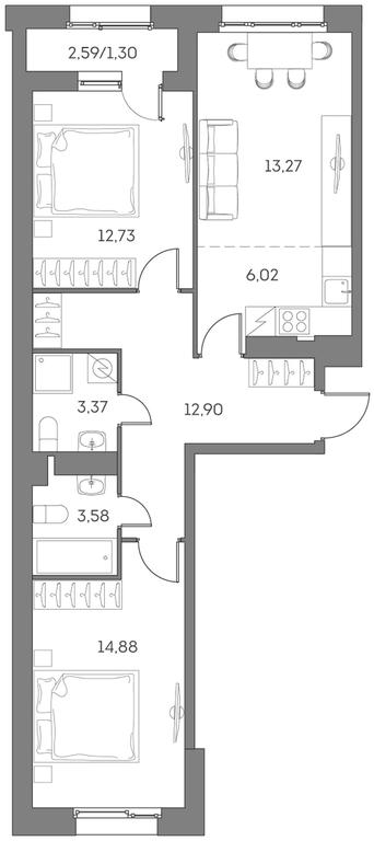 Apartment Sale, 68.05 sq. m. at Akvilon Beside 2 0, Ryazansky Avenue, Moscow, Russia #2 Apartment Sale, 68.05 sq. m. at Akvilon Beside 2 0, Ryazansky Avenue, Moscow, Russia #2