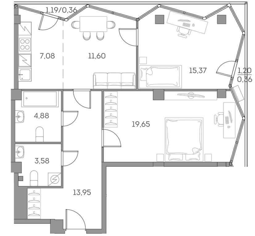 Apartment Sale, 76.83 sq. m. at Akvilon Beside 2 0, Ryazansky Avenue, Moscow, Russia #1 Apartment Sale, 76.83 sq. m. at Akvilon Beside 2 0, Ryazansky Avenue, Moscow, Russia #1