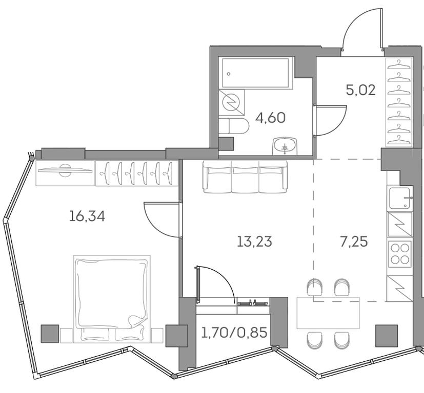 Apartment Sale, 47.29平方米 at Akvilon Beside 2 0, Ryazansky Avenue, Moscow, Russia #2