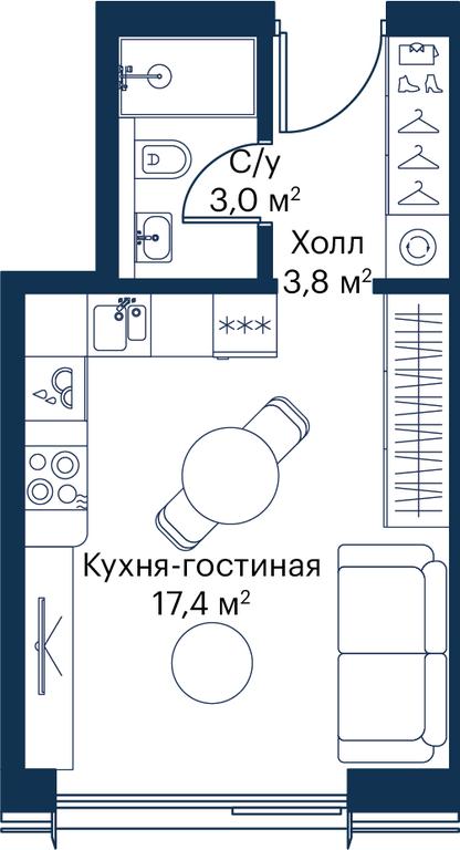 Apartment Sale, 24.11 sq. m. at City Bay, Volokolamskoye Highway, 95с3, Moscow, Russia #1