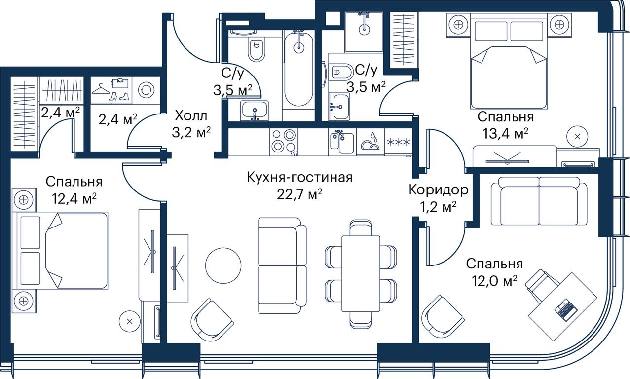 3-BD Apartment Sale, 76.62平方米 at City Bay, Volokolamskoye Highway, 95с3, Moscow, Russia #1 3-BD Apartment Sale, 76.62平方米 at City Bay, Volokolamskoye Highway, 95с3, Moscow, Russia #1