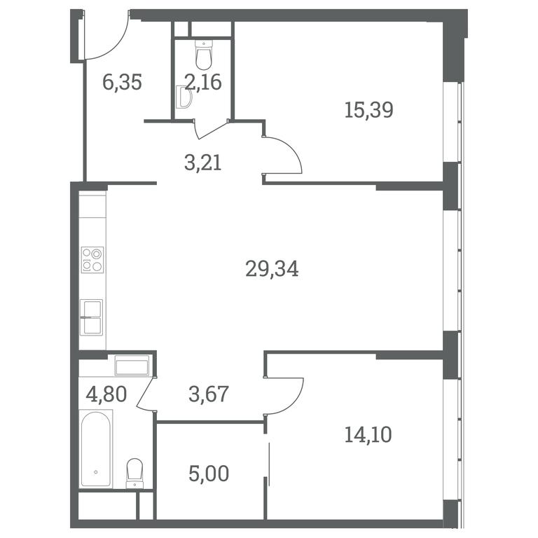 1-BD Apartment Sale, 83.5 sq. m. at Headliner, Shmitovsky Drive, 39, Moscow, Russia #1
