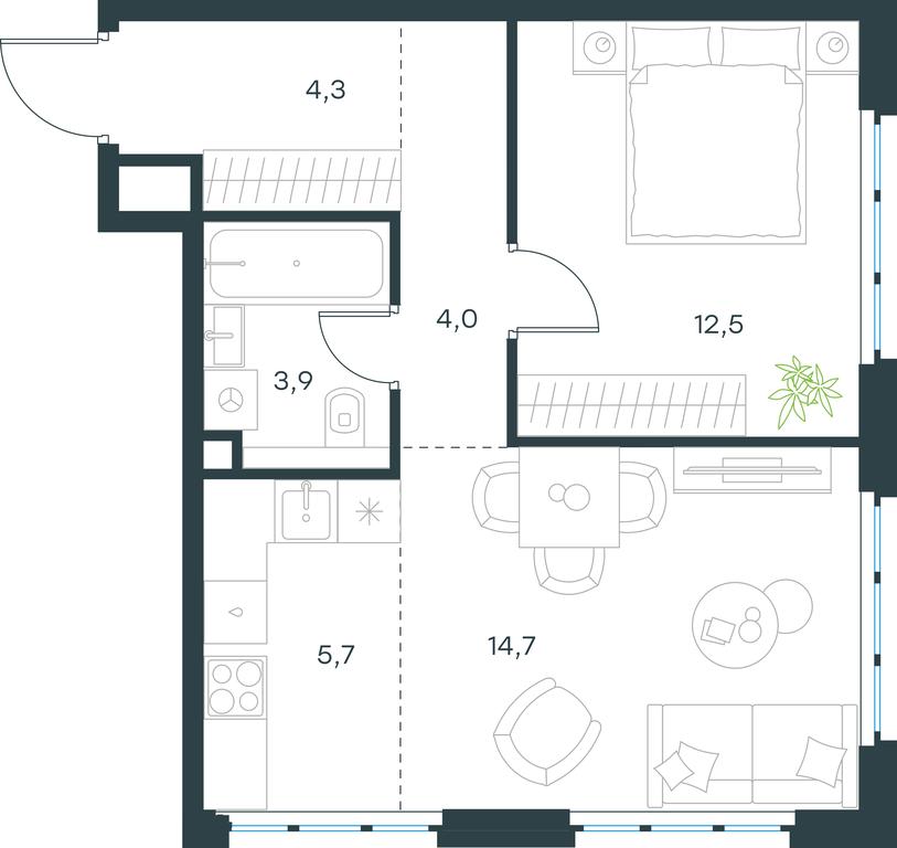 1-BD Apartment Sale, 45.1 sq. m. at Level Yzhnoportovaya, Yuzhnoportovaya Street, 28Ас17, Moscow, Russia #1