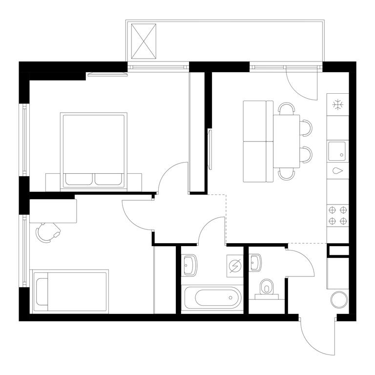 2-BD Apartment Sale, 54.7平方米 at Serednevskiy Les, деревня Середнево, 1к1, поселение Филимонковское, Москва, Россия #2