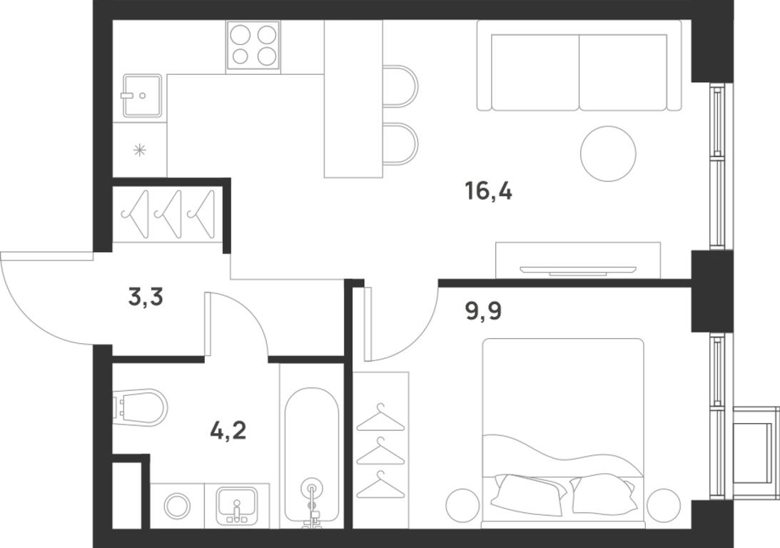 1-BD Apartment Sale, 33.8 sq. m. at Газопровод, Sosenskoye Settlement, Moscow, Russia #1