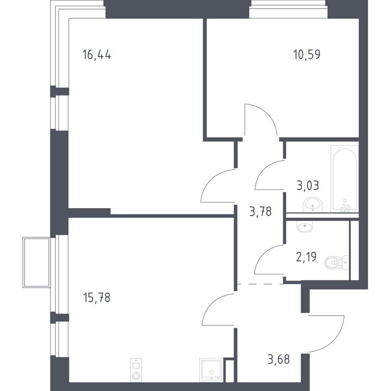 1-BD Apartment Sale, 55.49 sq. m. at Egorovo Park, 1-y kvartal, posyolok Zhilino-1, Lubertsy City District, Moscow Region, Russia #1 1-BD Apartment Sale, 55.49 sq. m. at Egorovo Park, 1-y kvartal, posyolok Zhilino-1, Lubertsy City District, Moscow Region, Russia #1