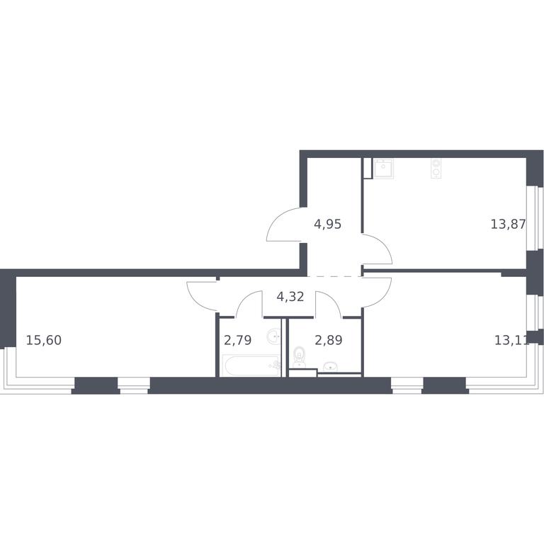 1-BD Apartment Sale, 57.53 sq. m. at Egorovo Park, 1-y kvartal, posyolok Zhilino-1, Lubertsy City District, Moscow Region, Russia #1