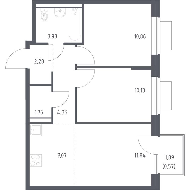 1-BD Apartment Sale, 52.85 sq. m. at Novoe Vidnoe, Kalinovka Village, Leninskiy City District, Moscow Region, Russia #1 1-BD Apartment Sale, 52.85 sq. m. at Novoe Vidnoe, Kalinovka Village, Leninskiy City District, Moscow Region, Russia #1