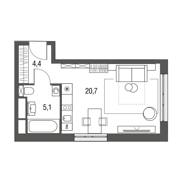Apartment Sale, 30.3 sq. m. at Sirenevyi Park, Otkrytoye Highway, 20с1, Moscow, Russia #1