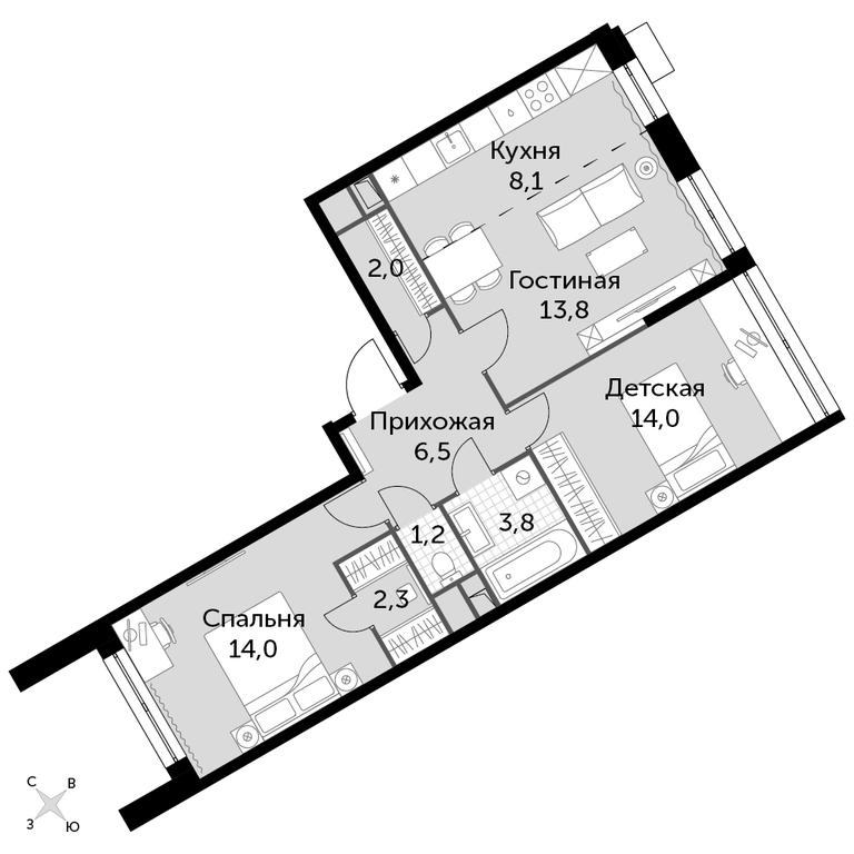 3-BD Apartment Sale, 65.8平方米 at Datskiy Kvartal, Datskiy Kvartal Residential Complex, posyolok Nagornoye, Mytishi Urban District, Moscow Region, Russia #1 3-BD Apartment Sale, 65.8平方米 at Datskiy Kvartal, Datskiy Kvartal Residential Complex, posyolok Nagornoye, Mytishi Urban District, Moscow Region, Russia #1