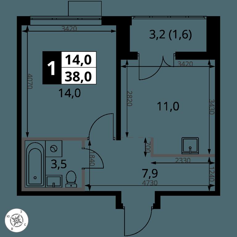 1-BD Apartment Sale, 38 sq. m. at 1-y Salarevskiy, Kiyevskoye Highway, Moskovskiy Settlement, Moscow, Russia #2