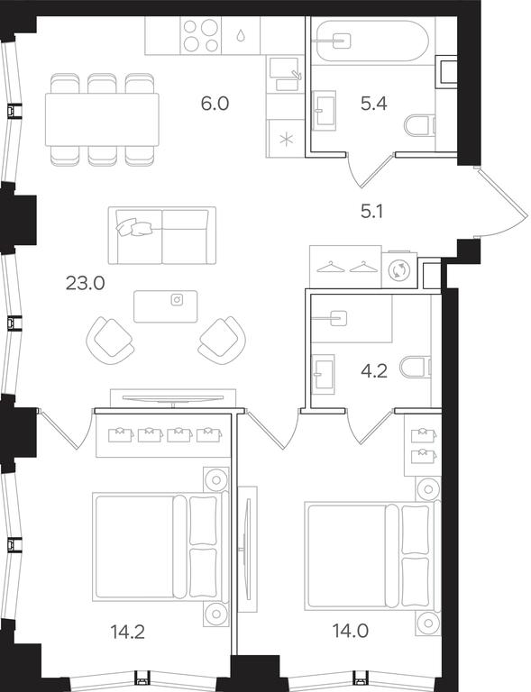 2-BD Apartment Sale, 71.9 sq. m. at Mangazeya na Tulskoy, Bolshaya Tulskaya Street, Moscow, Russia #2 2-BD Apartment Sale, 71.9 sq. m. at Mangazeya na Tulskoy, Bolshaya Tulskaya Street, Moscow, Russia #2