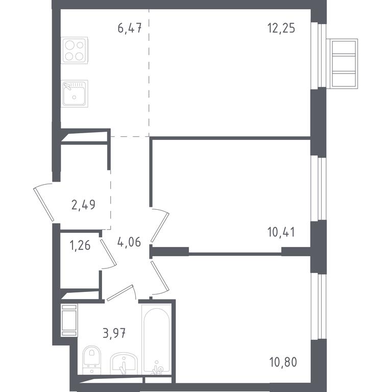 2-BD Apartment Sale, 51.71 sq. m. at Gorki Park, Shkolnaya ulitsa, 2, derevnya Korobovo, Leninskiy City District, Moscow Region, Russia #1