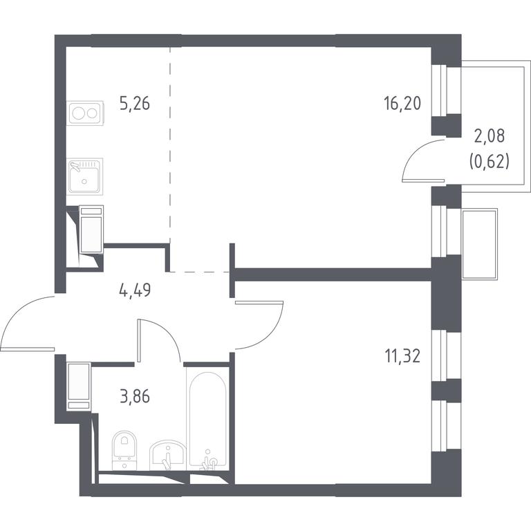 1-BD Apartment Sale, 41.8 sq. m. at Gorki Park, Shkolnaya ulitsa, 2, derevnya Korobovo, Leninskiy City District, Moscow Region, Russia #1