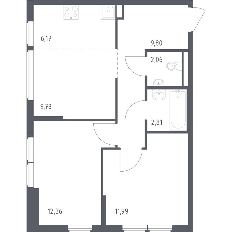 1-BD Apartment Sale, 54.97 sq. m. at Ostafevo, Ostafyevskoe Highway, 12к1, Ryazanovskoe Settlement, Moscow, Russia #1