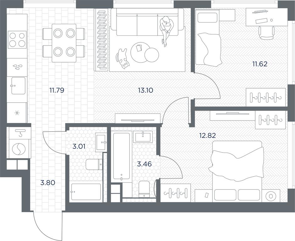 1-BD Apartment Sale, 59.6 sq. m. at TATE, Vetkina Street, Moscow, Russia #1 1-BD Apartment Sale, 59.6 sq. m. at TATE, Vetkina Street, Moscow, Russia #1