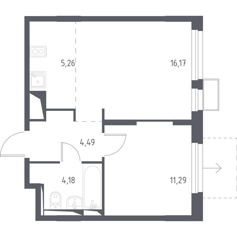 Apartment Sale, 41.39 sq. m. at Gorki Park, Shkolnaya ulitsa, 2, derevnya Korobovo, Leninskiy City District, Moscow Region, Russia #1