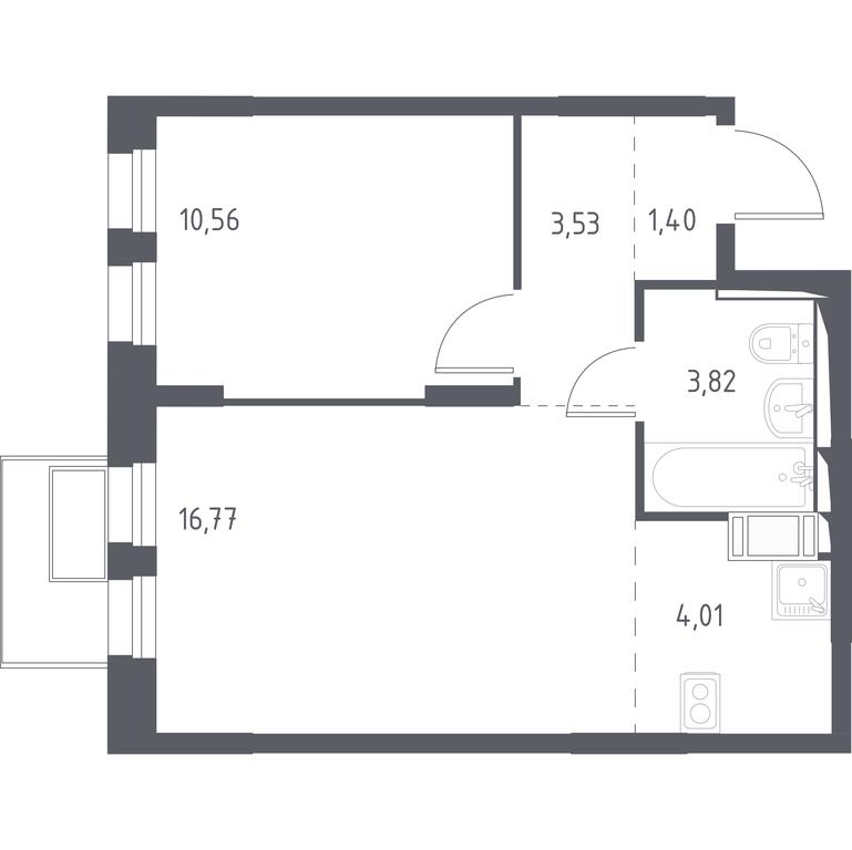 1-BD Apartment Sale, 40.1 sq. m. at Gorki Park, Shkolnaya ulitsa, 2, derevnya Korobovo, Leninskiy City District, Moscow Region, Russia #1