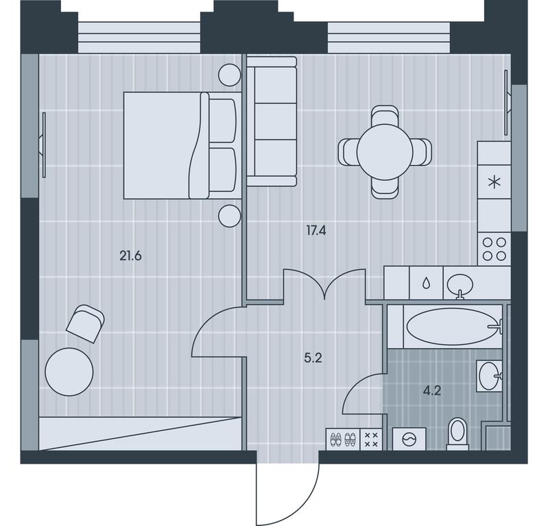 1-BD Apartment Sale, 48.4 sq. m. at Ever, Obrucheva Street, вл23, Moscow, Russia #1