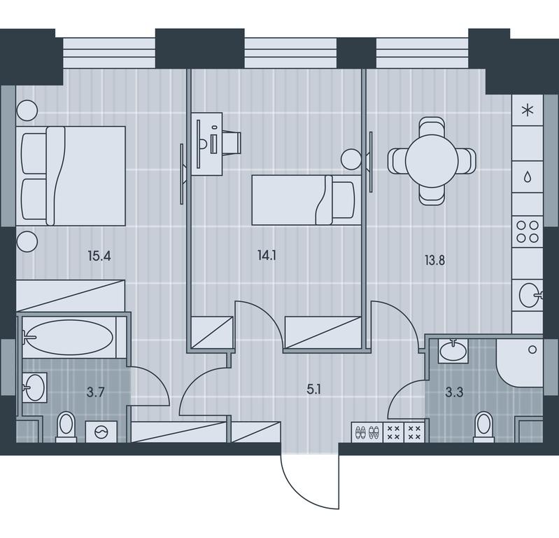 2-BD Apartment Sale, 55.4 sq. m. at Ever, Obrucheva Street, вл23, Moscow, Russia #1 2-BD Apartment Sale, 55.4 sq. m. at Ever, Obrucheva Street, вл23, Moscow, Russia #1