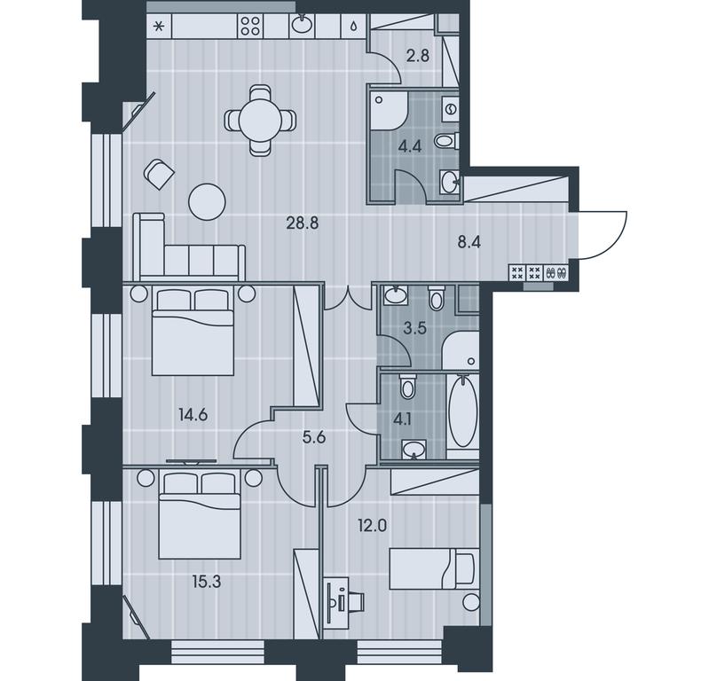 3-BD Apartment Sale, 99.5平方米 at Ever, Obrucheva Street, вл23, Moscow, Russia #1 3-BD Apartment Sale, 99.5平方米 at Ever, Obrucheva Street, вл23, Moscow, Russia #1