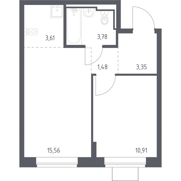 Apartment Sale, 38.69平方米 at Bogdanovskiy Les, derevnya Bogdanikha, Leninskiy City District, Moscow Region, Russia #1 Apartment Sale, 38.69平方米 at Bogdanovskiy Les, derevnya Bogdanikha, Leninskiy City District, Moscow Region, Russia #1