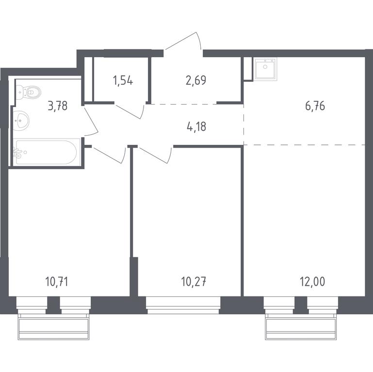 1-BD Apartment Sale, 51.93 sq. m. at Rublevskiy Kvartal, Laykovo Green Quarter, zhiloy kompleks Gorod-sobytiye Laykovo, selo Laykovo, Odintsovskiy City District, Moscow Region, Russia #1