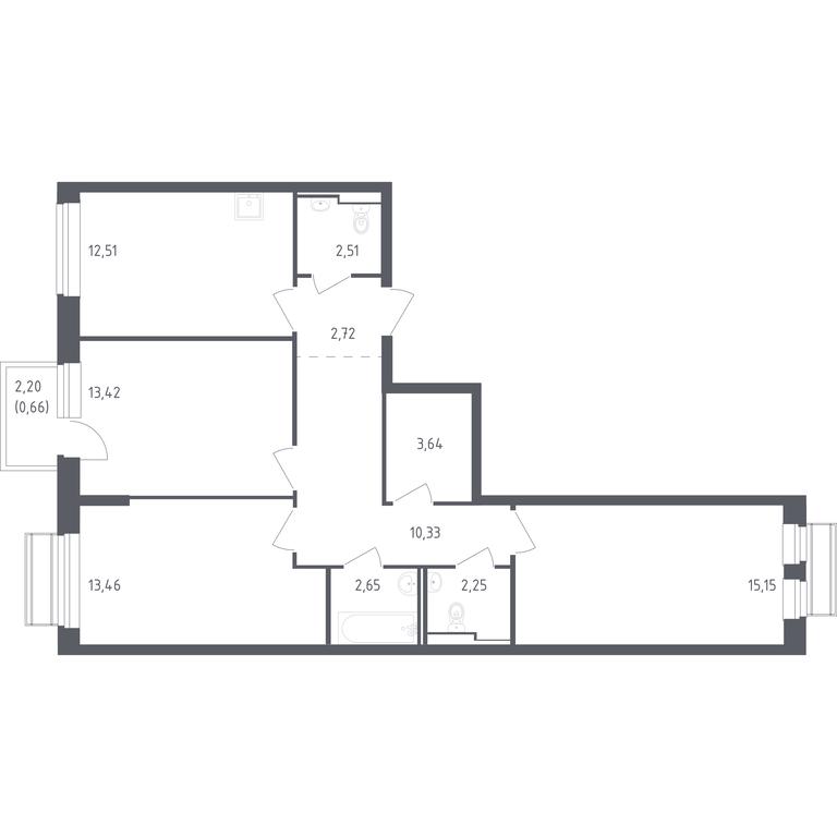 2-BD Apartment Sale, 79.3 sq. m. at Rublevskiy Kvartal, Laykovo Green Quarter, zhiloy kompleks Gorod-sobytiye Laykovo, selo Laykovo, Odintsovskiy City District, Moscow Region, Russia #1