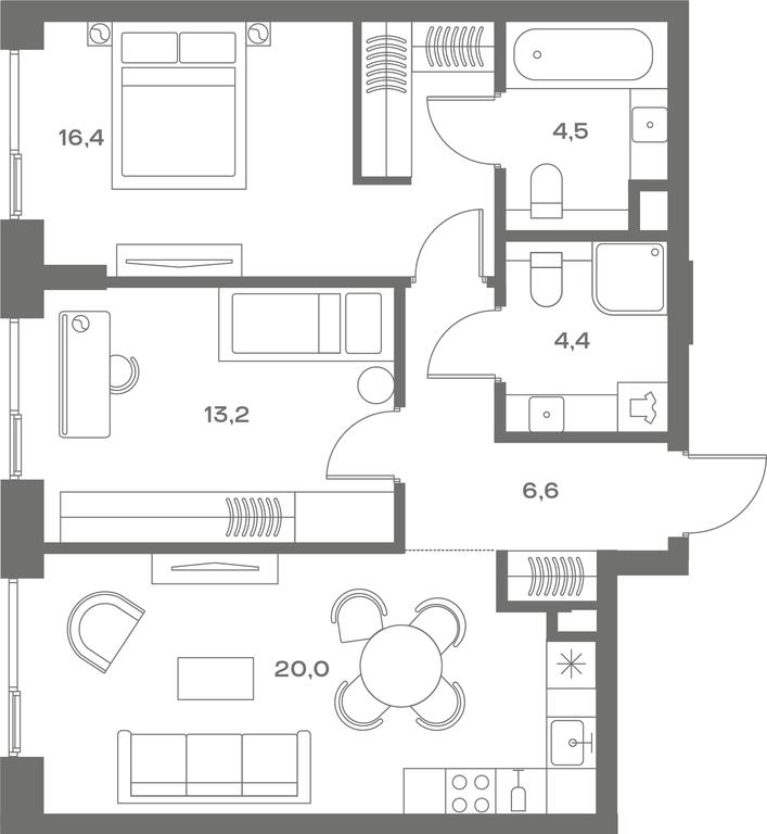 2-BD Apartment Sale, 68.5 sq. m. at Soul, Chasovaya Street, 28, Moscow, Russia #1 2-BD Apartment Sale, 68.5 sq. m. at Soul, Chasovaya Street, 28, Moscow, Russia #1