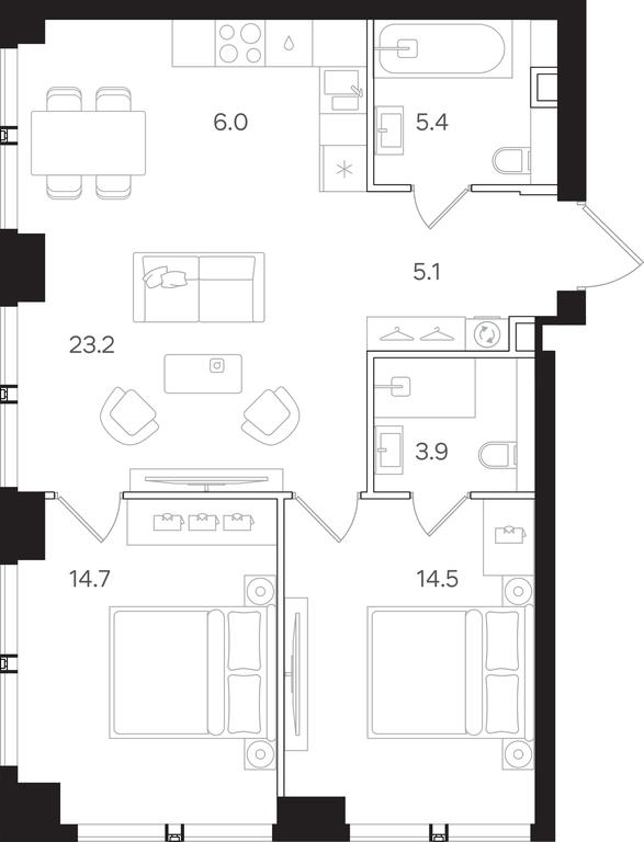 2-BD Apartment Sale, 72.8 sq. m. at Mangazeya na Tulskoy, Bolshaya Tulskaya Street, Moscow, Russia #1 2-BD Apartment Sale, 72.8 sq. m. at Mangazeya na Tulskoy, Bolshaya Tulskaya Street, Moscow, Russia #1