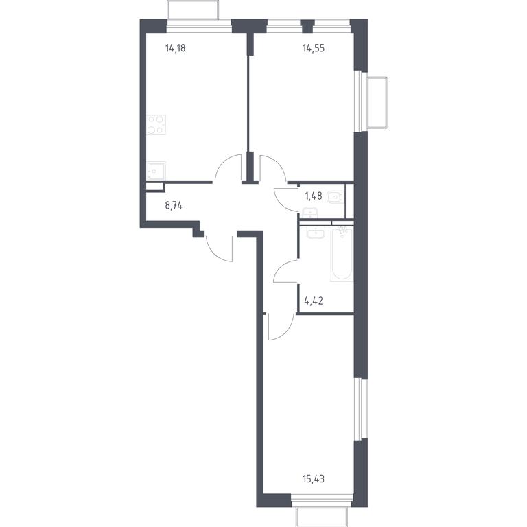 1-BD Apartment Sale, 58.87平方米 at Kvartal Strogino, zhiloy kompleks Kvartal Strogino, Krasnogorsk, Moscow Region, Russia #1 1-BD Apartment Sale, 58.87平方米 at Kvartal Strogino, zhiloy kompleks Kvartal Strogino, Krasnogorsk, Moscow Region, Russia #1