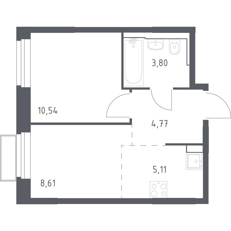 Apartment Sale, 33.02平方米 at Kvartal Strogino, zhiloy kompleks Kvartal Strogino, Krasnogorsk, Moscow Region, Russia #1