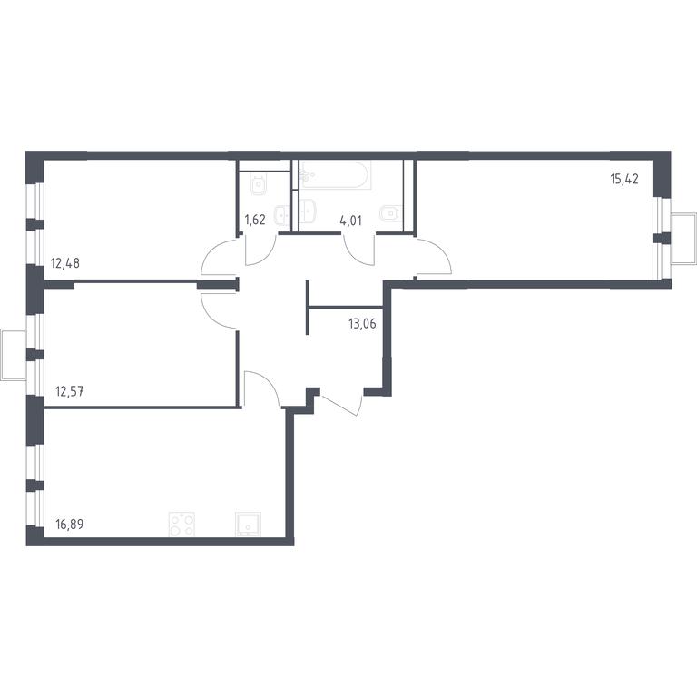 2-BD Apartment Sale, 76.15 sq. m. at Kvartal Strogino, zhiloy kompleks Kvartal Strogino, Krasnogorsk, Moscow Region, Russia #1