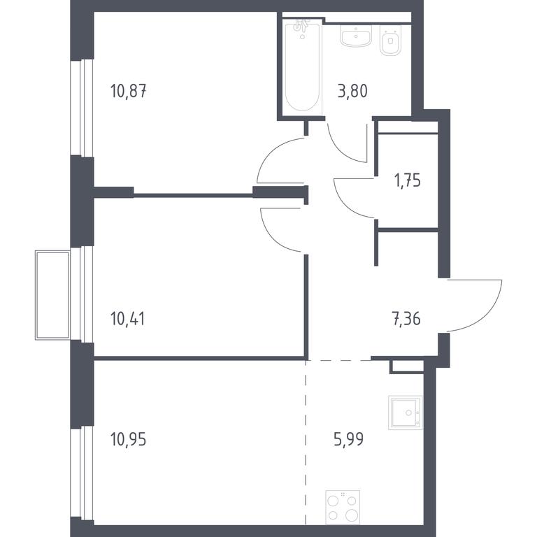 1-BD Apartment Sale, 51.26 sq. m. at Kvartal Strogino, zhiloy kompleks Kvartal Strogino, Krasnogorsk, Moscow Region, Russia #1