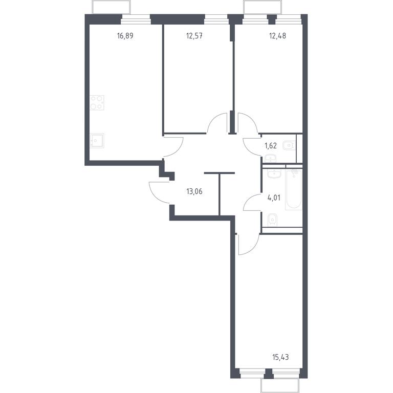 2-BD Apartment Sale, 76.15 sq. m. at Kvartal Strogino, zhiloy kompleks Kvartal Strogino, Krasnogorsk, Moscow Region, Russia #1