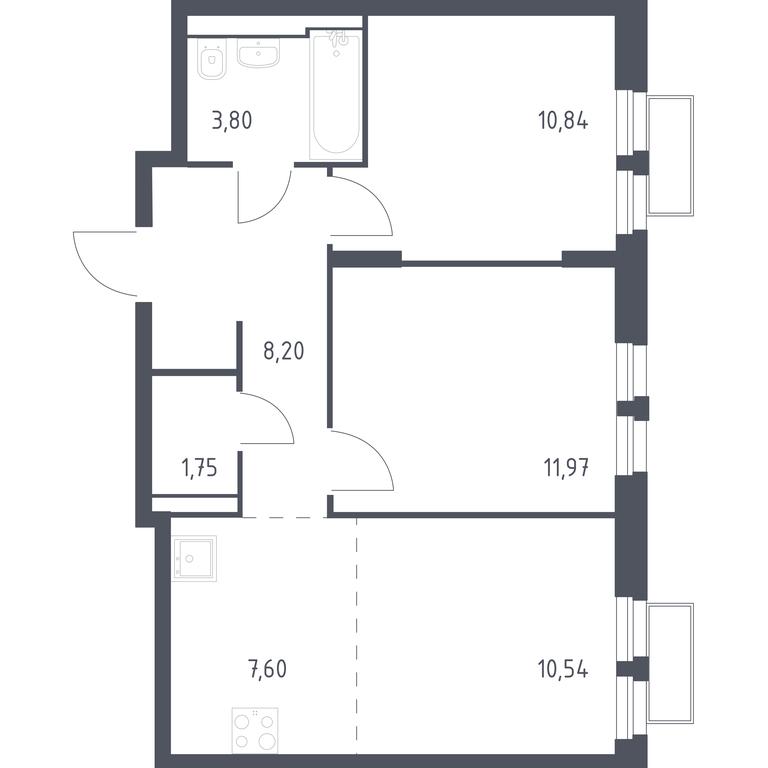 1-BD Apartment Sale, 54.95平方米 at Kvartal Strogino, zhiloy kompleks Kvartal Strogino, Krasnogorsk, Moscow Region, Russia #1 1-BD Apartment Sale, 54.95平方米 at Kvartal Strogino, zhiloy kompleks Kvartal Strogino, Krasnogorsk, Moscow Region, Russia #1