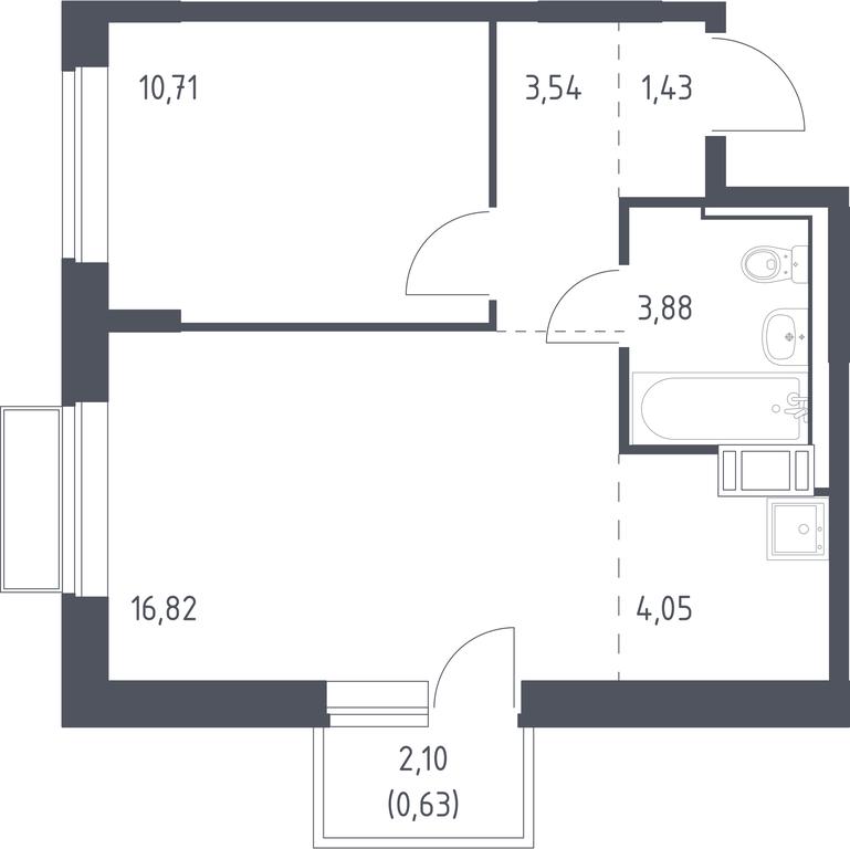 Apartment Sale, 41.06 sq. m. at Tomilino Park, 1-y kvartal, posyolok Zhilino-1, Lubertsy City District, Moscow Region, Russia #1