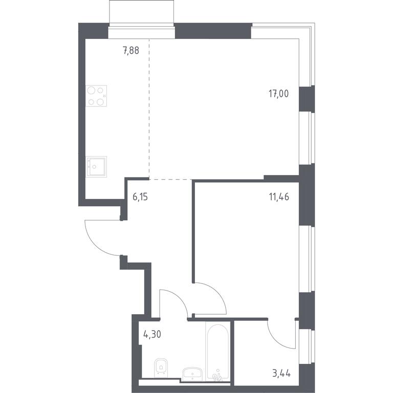 Apartment Sale, 50.23 sq. m. at Kvartal Domashnij, Donetskaya Street, 30с11, Moscow, Russia #1