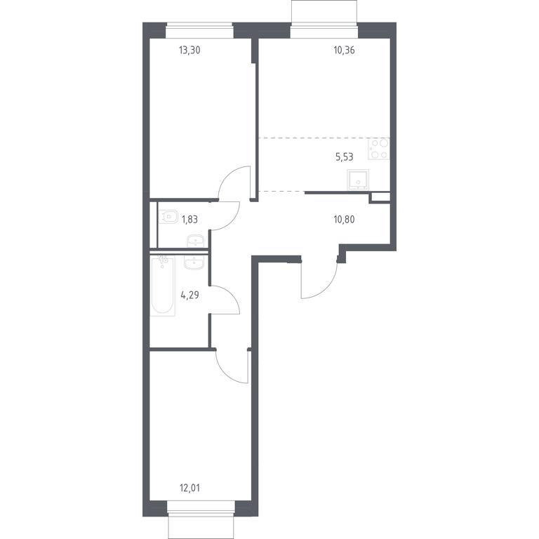 1-BD Apartment Sale, 58.12 sq. m. at Kvartal Domashnij, Donetskaya Street, 30с11, Moscow, Russia #1 1-BD Apartment Sale, 58.12 sq. m. at Kvartal Domashnij, Donetskaya Street, 30с11, Moscow, Russia #1