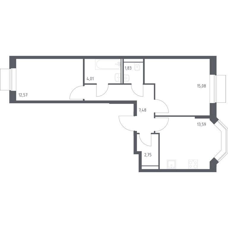 1-BD Apartment Sale, 57.31 sq. m. at Kvartal Domashnij, Donetskaya Street, 30с11, Moscow, Russia #1 1-BD Apartment Sale, 57.31 sq. m. at Kvartal Domashnij, Donetskaya Street, 30с11, Moscow, Russia #1