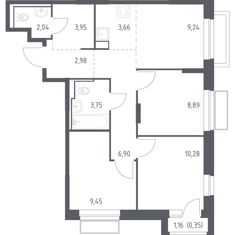 2-BD Apartment Sale, 61.49平方米 at Dolina Yauzy, Trudovaya Street, 23, Mytischi, Moscow Region, Russia #1 2-BD Apartment Sale, 61.49平方米 at Dolina Yauzy, Trudovaya Street, 23, Mytischi, Moscow Region, Russia #1