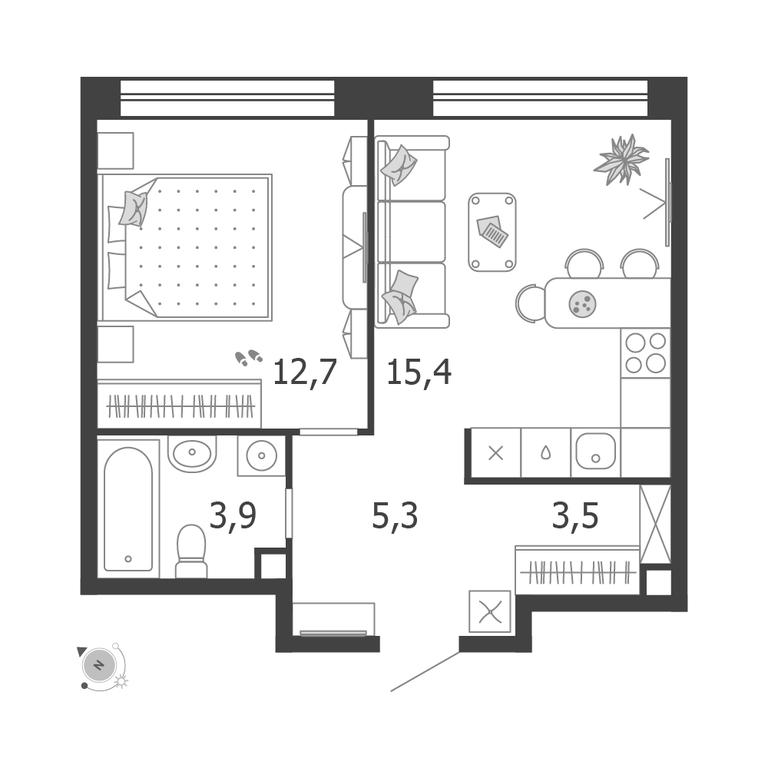 1-BD Apartment Sale, 40.8 sq. m. at Shagal, Автозаводская улица, 23, Москва, Россия #1