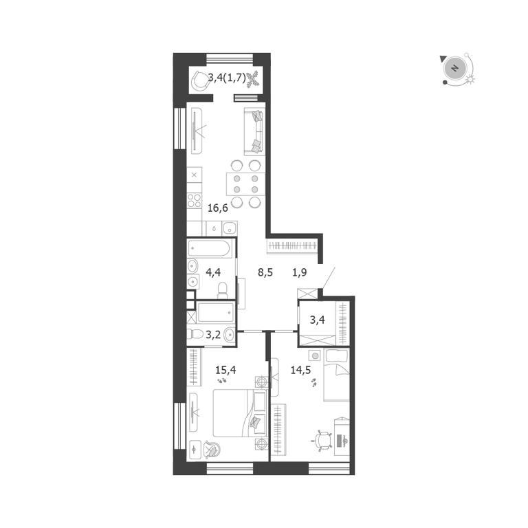 2-BD Apartment Sale, 69.6平方米 at Shagal, Автозаводская улица, 23, Москва, Россия #1 2-BD Apartment Sale, 69.6平方米 at Shagal, Автозаводская улица, 23, Москва, Россия #1