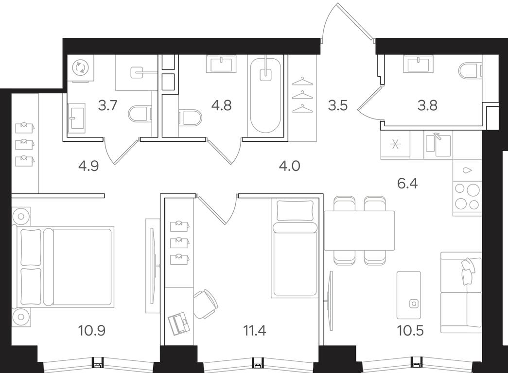 2-BD Apartment Sale, 63.9 sq. m. at Mangazeya na Tulskoy, Bolshaya Tulskaya Street, Moscow, Russia #1 2-BD Apartment Sale, 63.9 sq. m. at Mangazeya na Tulskoy, Bolshaya Tulskaya Street, Moscow, Russia #1