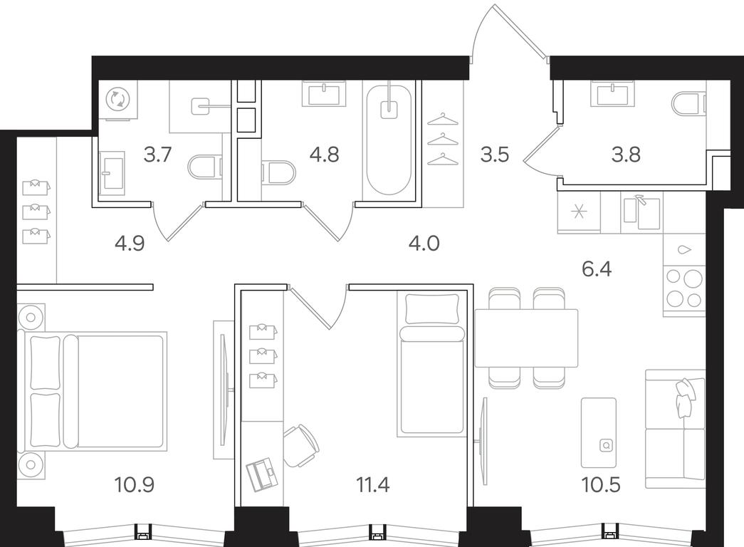 2-BD Apartment Sale, 63.9 sq. m. at Mangazeya na Tulskoy, Bolshaya Tulskaya Street, Moscow, Russia #2 2-BD Apartment Sale, 63.9 sq. m. at Mangazeya na Tulskoy, Bolshaya Tulskaya Street, Moscow, Russia #2